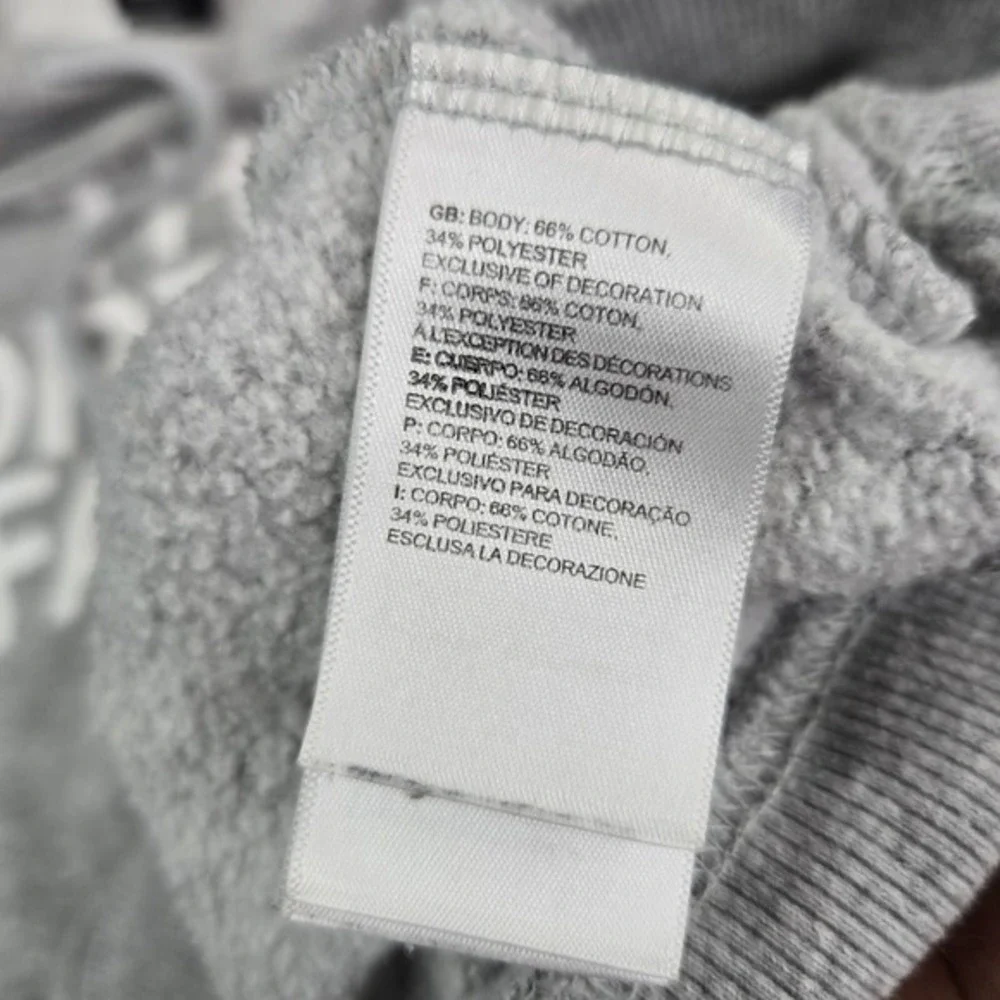 The North Face Men Sweatshirt‎ Large Gray Logo Fleece Pullover Drawstring